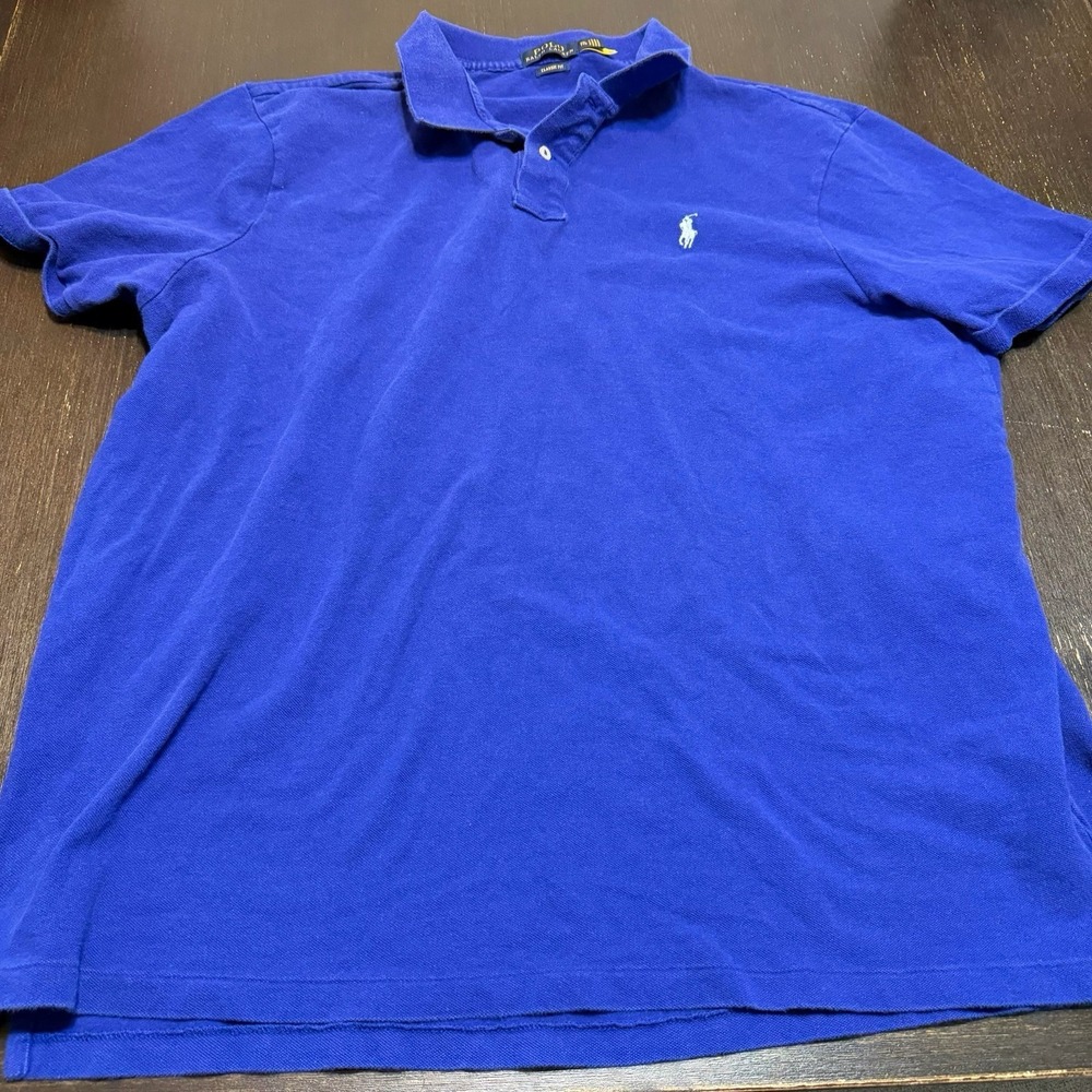 Polo Ralph Lauren Polo Shirt Mens XXL 2XL Blue White Short Sleeve Classic Fit